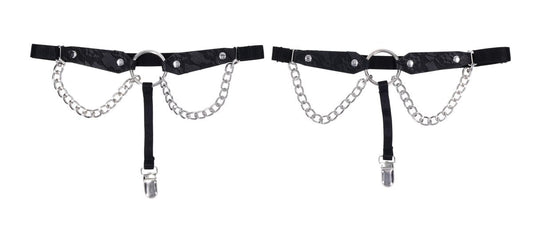 Chain Lace Garters - Black