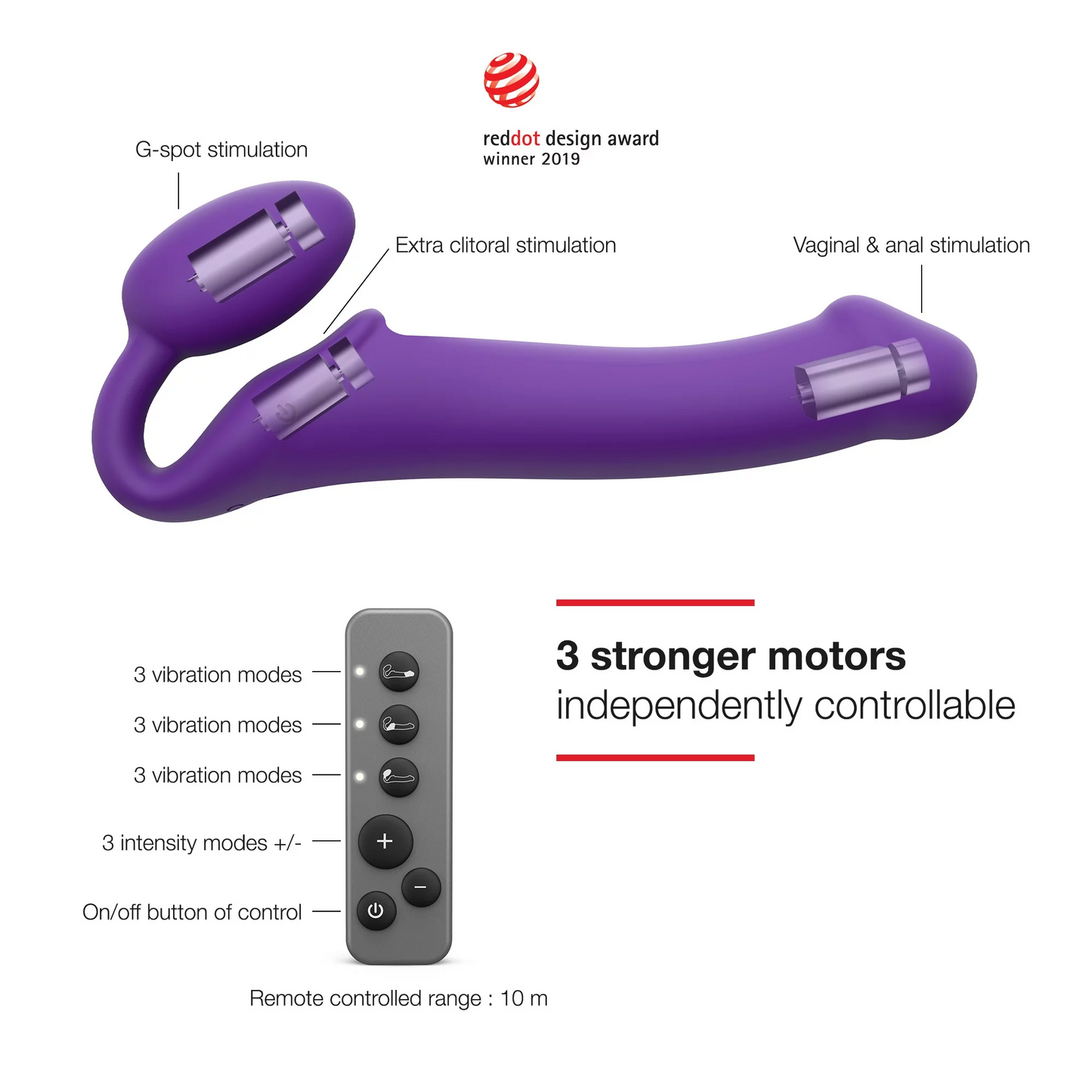 Vibrating Bendable Strap-On | M | Purple