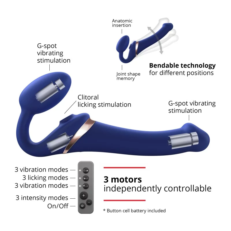 Multi Orgasm Bendable Strap-On | L | Night Blue