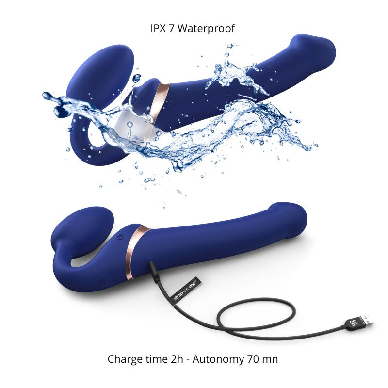 Multi Orgasm Bendable Strap-On | M | Night Blue