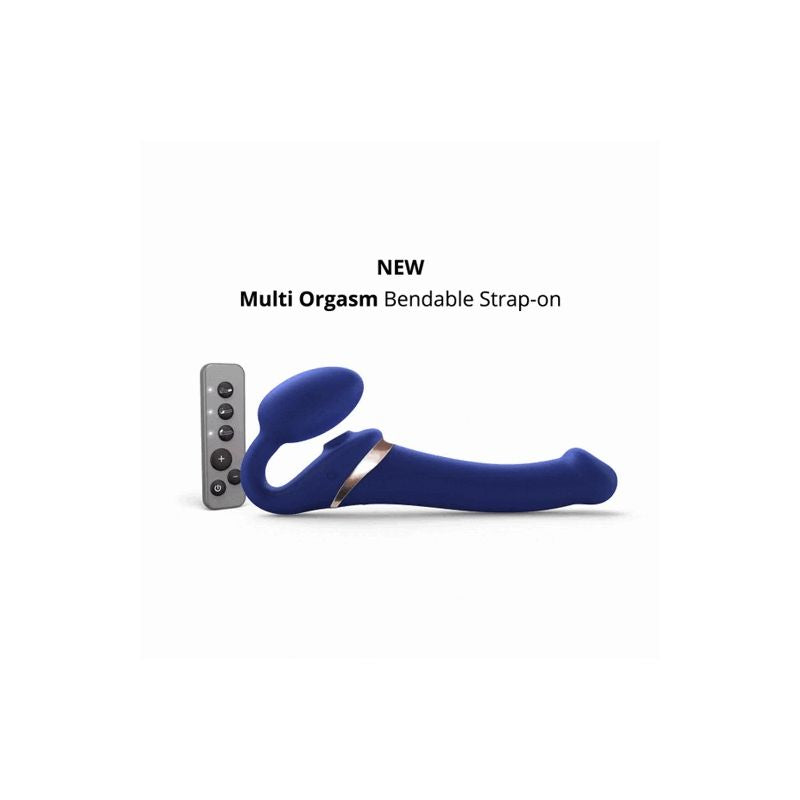 Multi Orgasm Bendable Strap-On | M | Night Blue