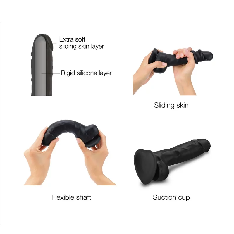 Sliding Skin Realistic Dildo | Black | XXL