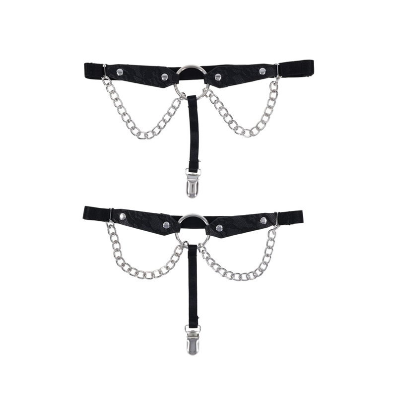 Chain Lace Garters - Black