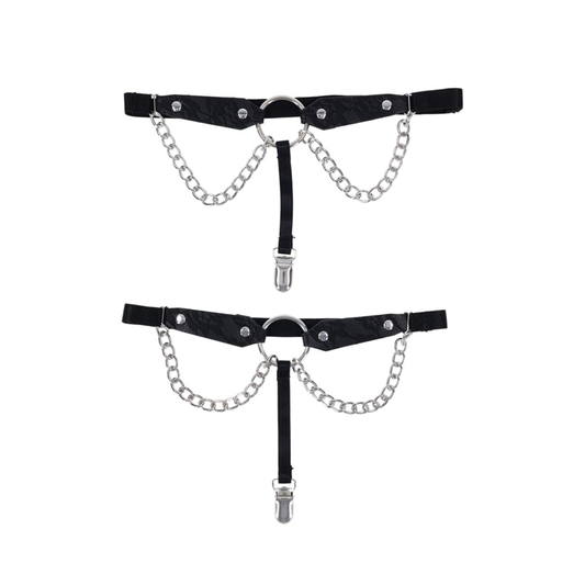 Chain Lace Garters - Black